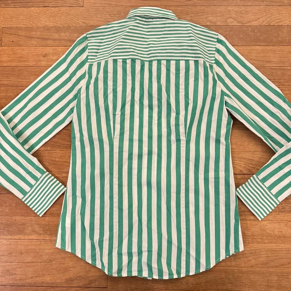 J. Crew green white pinstripe button down shirt top size XS
 b68 - Picture 5 of 7
